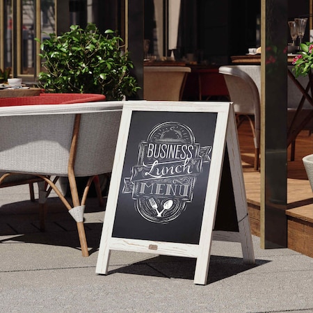 Flash Furniture Whitewashed Wooden A-Frame Magnetic Chalkboard HGWA-CB-3020-WHWSH-GG